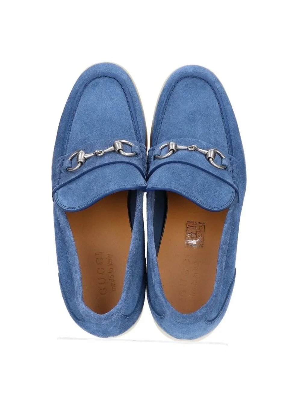 Gucci Blue Suede Horsebit Loafers